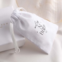 Pandas sades — sac cadeau, Logo personnalisé imprimé 100% biologique, pochette en coton naturel et mousseline de coton avec cordon de serrage, 13x8cm