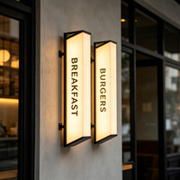 Panneau lumineux LED en acrylique facile à installer, petit format, avec logo personnalisé pour point de commande, service et décoration de magasin