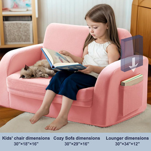 Children's Sofa Chair Foldable Sponge <b>Seat</b> For Kids Reading <b>Corner</b> Comfortable Stool Pink - Product Image 2