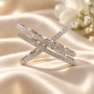 Anello a croce da donna, design geometrico semplice, per uso quotidiano - Product Image 3