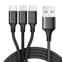 Câble de charge rapide USB 3 en 1, tressé en nylon, pour appareils de type C/Micro USB/USB-A