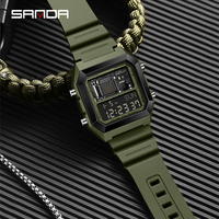 Sanda 6216 mode Quartz chronographe luxe 5ATM étanche poignet luxe alliage boîtier TPU bracelet hommes montres numériques Reloj Hombre