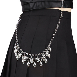 Cadena de cintura gótica con colgante de calavera, aleación de zinc, estilo punk, accesorio de Halloween, capa única, negro - Product Image 1