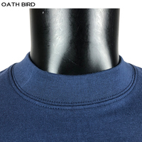 T-shirt uni pour homme en coton 320 g/m², col épais, col montant, coupe ample, épaules tombantes, t-shirt surdimensionné lourd