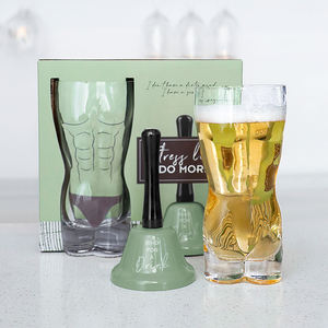 BespritGift Vente en gros d'usine <span class=keywords><strong>Cadeau</strong></span> d'anniversaire personnel Corps de fitness Tasse en verre Tasse à bière & Cloche à main Nouveauté Coffret <span class=keywords><strong>cadeau</strong></span> <span class=keywords><strong>pour</strong></span> hommes femmes - Product Image 1