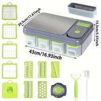 Manuel de cuisine Mandoline Oignon Salade Fruits Légumes Trancheuse et Hachoir Cutter avec Conteneur Planche à Découper en Acier Inoxydable