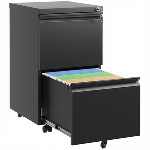 Factory Price Modern Adjustable <b>Lockable</b> Steel Filing <b>Cabinet</b> 2 Drawers Wheels Eco-Friendly School Basement Office <b>Storage</b> Key - Product Image 3