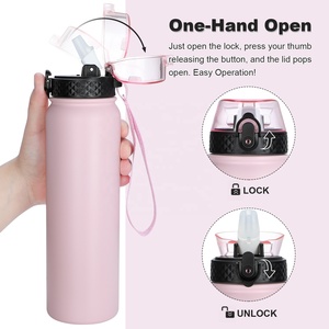 Bouteille d'eau isotherme pour enfants en acier inoxydable à double paroi de 1000 ml avec paille - Product Image 4