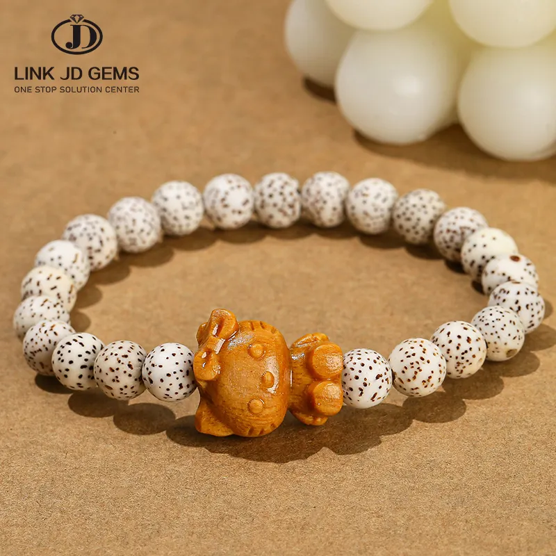 JD Gebet Perlen Buddha Perlen Bodhi Armband 8mm Star Moon Bodhi Runde Perlen Armband mit Sandelholz KT Cat Charm