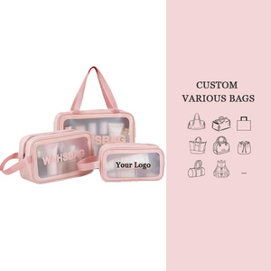 Custom Portable PVC Waterproof Clear Coated Cosmetic Bags <strong>Storage</strong> Carry Pouch Clear <strong>Makeup</strong> Bag Travel Bags <strong>for</strong> Toiletries - Product Image 1