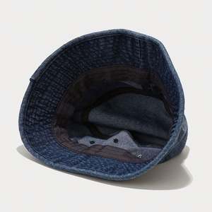 Vintage Washed Denim Bucket Hat Trendy Simple <b>Small</b>-Brimmed Foldable Fisherman Hat - Product Image 4