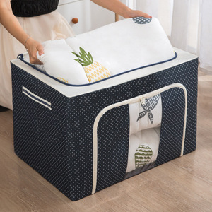 Clothing storage box, Oxford cloth waterproof steel <b>frame</b> transparent folding storage box for wardrobes, cars, quilts, and - Product Image 1