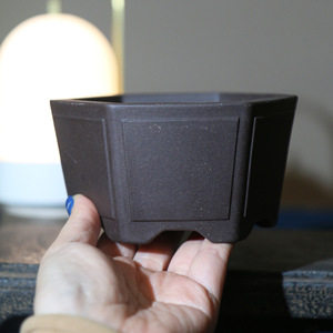 Pot à fleurs hexagonal en argile violette fait main, mini pot à bonsaï, pot à succulentes de bureau - Product Image 3