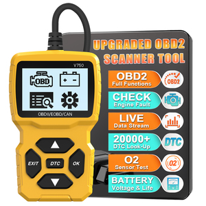 V750 קוד רכב סורק obd2 אשמת קוד בודק מנוע אור מתח אור כלי אבחון 12v מכוניות 1996 צהוב-1 השנה - Product Image 1