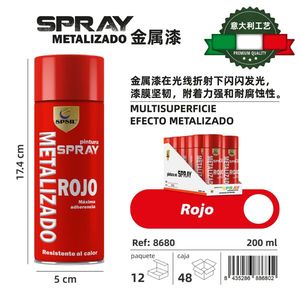 Spray Metallico Rosso 200ml Effetto Metallico Resistente al Calore - Product Image 1