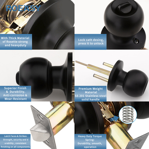 Roeasy OEM Tubular <strong>Knob</strong> Lock Set Stainless Steel Privacy Entry Locks for Home <strong>Bedroom</strong> <strong>Door</strong> Hotel Exterior Use Zinc Alloy - Product Image 3