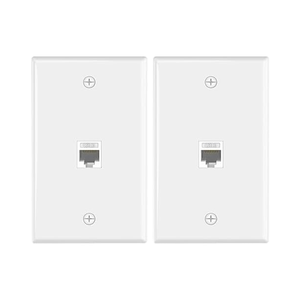 Placa de pared Ethernet mate tipo 86, 1 puerto Cat6, conector de pared dual hembra RJ45, acoplador Keystone en línea, plástico ABS, 86x86mm, telecomunicaciones - Product Image 1