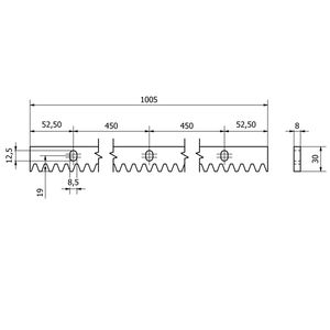 Estantería ranurada de acero inoxidable AISI 304 30x8 L. 1005 mm SKU 9180025 - Product Image 2