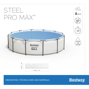 <span class=keywords><strong>Piscine</strong></span> familiale ronde <span class=keywords><strong>Bestway</strong></span> 56420 en plastique et métal avec cadre, 3,66 m * 1,22 m - Product Image 6