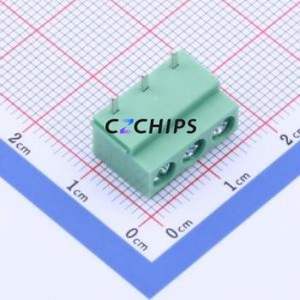 DB126R-5.0-3P-GN Screw Terminal Block Bent Lead Through Hole,P=5mm Connector 1x3P 5mm Green Right Angle Insert - Product Image 1