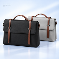 Sac Messager Professionnel de Haute Qualité avec Finition en Cuir, Porte-Documents pour Ordinateur Portable Noir Gris, Sac de Travail de Bureau à Poignée Supérieure et Rabat pour Hommes