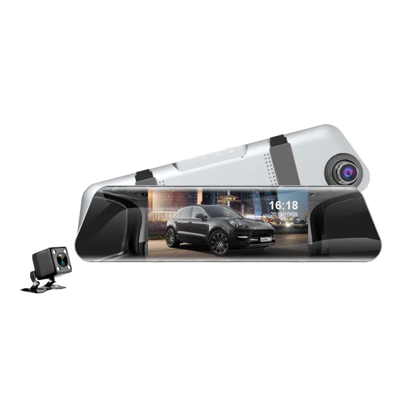 Dashcam กระจกมองหลัง6.86นิ้ว,กล้องติดรถยนต์กระจกมองหลัง Dvr สัมผัสหน้าจอแดชแคมในรถยนต์สีดำกล่อง