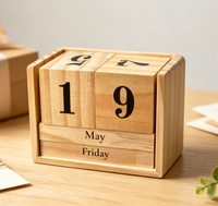 Calendrier perpétuel en bois vintage, blocs réglables pour mois, date, semaine, calendrier de bureau, bloc DIY, décoration pour la maison et le bureau, cadeau