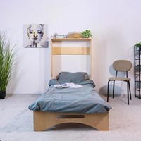 Lit mural Murphy avec bureau intégré, design moderne, lit simple escamotable, rangement intégré, panneau en contreplaqué pour petits appartements, OEM