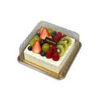 Plateau à gâteaux Gold Fruits sans BPA, boîtes d'emballage pour gâteaux, vente en gros, plateau carré jetable doré pour desserts de mariage avec couvercle transparent