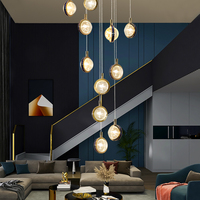 Boule de cristal Rose Lustre Villa Duplex Salon Lustre Moderne Lumière De Luxe Lampe D'escalier Long Lustre
