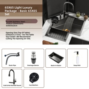 Lavello da Cucina Angolare in Acciaio Inox 304 Nero Nano, Set Completo con Rubinetto, Cestello di <span class=keywords><strong>Scarico</strong></span>, Dispenser Sapone e Accessori - Product Image 4