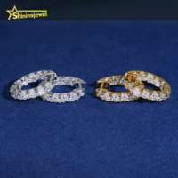 Boucles d'oreilles 3mm One Row Hoops Rapper Jewelry 925 Solid Silver Iced Out Moissanite Earrings Ear Studs