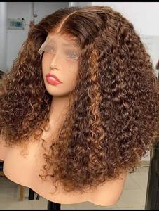 Amara快速交货水波无胶半蕾丝生姜假发生印度假发人发360蕾丝假发供应商现货 - Product Image 4