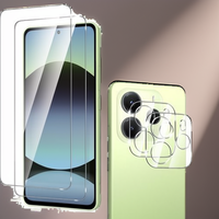 Natbok 2+2 Pièces Verre Trempé Dureté 9H Redmi Note 14 4G Anti-Traces de Doigts Protections de Caméra Arrière [Sans Bulles]