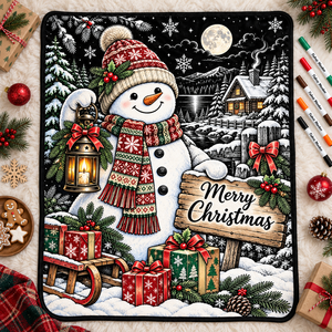 Custom Christmas Coloring <b>Throw</b> Blanket Rectangular Doodle Art For Adults And Kids With 24 Color Fabric Markers Included - Product Image 4