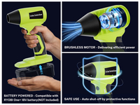 Souffleur de poussière sans fil compatible avec la batterie Ryobi M18 18V, souffleur de feuilles, dépoussiéreur à air comprimé électrique, Turbo Jet