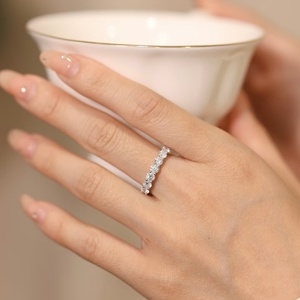 Customize 14K/18K Solid Gold Rhodium Plated <b>Ring</b> 7 Lab Grown Diamond Embrace Wedding Band for Unisex Gift-Trendy IGI Certified - Product Image 4