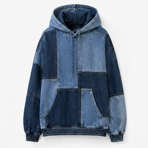 Sudadera con Capucha de Mezclilla para Hombre de Primera Calidad con Bolsillo Canguro - Product Image 1