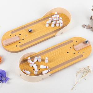 Nouveau <span class=keywords><strong>Jeu</strong></span> <span class=keywords><strong>de</strong></span> Mini Bowling d'Intérieur en Bois sur Plateau – Ensemble <span class=keywords><strong>de</strong></span> Jeux <span class=keywords><strong>de</strong></span> Sport avec Balle Roulante pour Enfants, Garçons et Filles - Product Image 1
