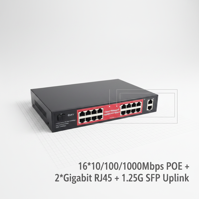 Rackmount 16 Port PoE Switch IEEE802.3af/at Suitable CCTV CLOUD Managed Poe Switch 16 Ports for CCTV System