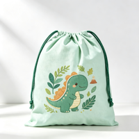 Sac à cordon personnalisé avec logo brodé, motif dinosaure de dessin animé, réutilisable et portable, idéal pour les fêtes d'enfants et le rangement des articles de sport en extérieur