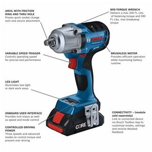 Chuyên Nghiệp Không Dây Điện Tác Động Cờ Lê Cho Xe Tải Nặng Nhiệm Vụ Dự Án 18V Pin-Powered Không Chổi Than Cờ Lê Công Suất Cao - Product Image 3