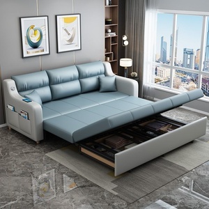 Folding <strong>Sofa</strong> <strong>Bed</strong> Dual-Purpose <strong>Single</strong> Multifunctional Living Room Small Apartment Storage Tech Fabric Simple Modern Solid <strong>Sofa</strong> - Product Image 2
