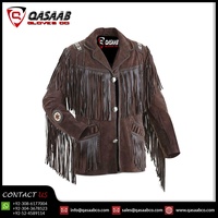 Veste et manteaux en cuir suédé véritable à franges pour hommes Western à franges-Cowboy à perles-Styles brodés-Vestes
