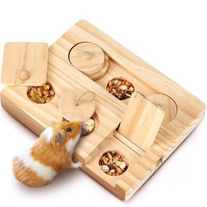 Jouets de forrage en bois pour petits animaux, jouets de puzzle de forrage pour petits animaux, mangeoires en bois pour hamsters et lapins - Product Image 3