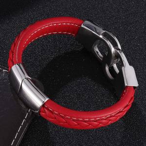 Accesorios de moda para hombre pulsera de cuero para hombre nuevo Punk hombres Acero inoxidable Lederen brazalete Herren pulsera - Product Image 4