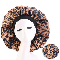 Bonnets de grande taille Bonnets imprimés pour soins capillaires Bonnet de sommeil en satin bouclé de nuit pour femme