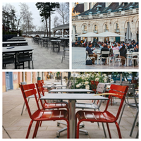 Meubles contemporains en aluminium pour restaurant industriel, intérieur/extérieur, résistants à la rouille, ensemble de salle à manger, tables de café et de bistrot