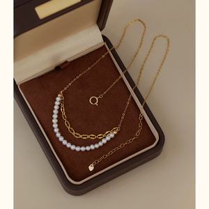 Exquisito Collar de Perlas Naturales de Agua Dulce con Plata 925 y Baño de Oro de 18K, Cadena Versátil para Clavícula y Suéter, Estilo en Capas - Product Image 4