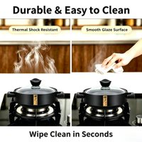 Cacerola de Cerámica Resistente a la Quemadura en Seco, Compatible con Cocina de Gas y sin Inducción, con Tapa de Vidrio, Juego de Utensilios de Cocina para el Hogar y Restaurantes